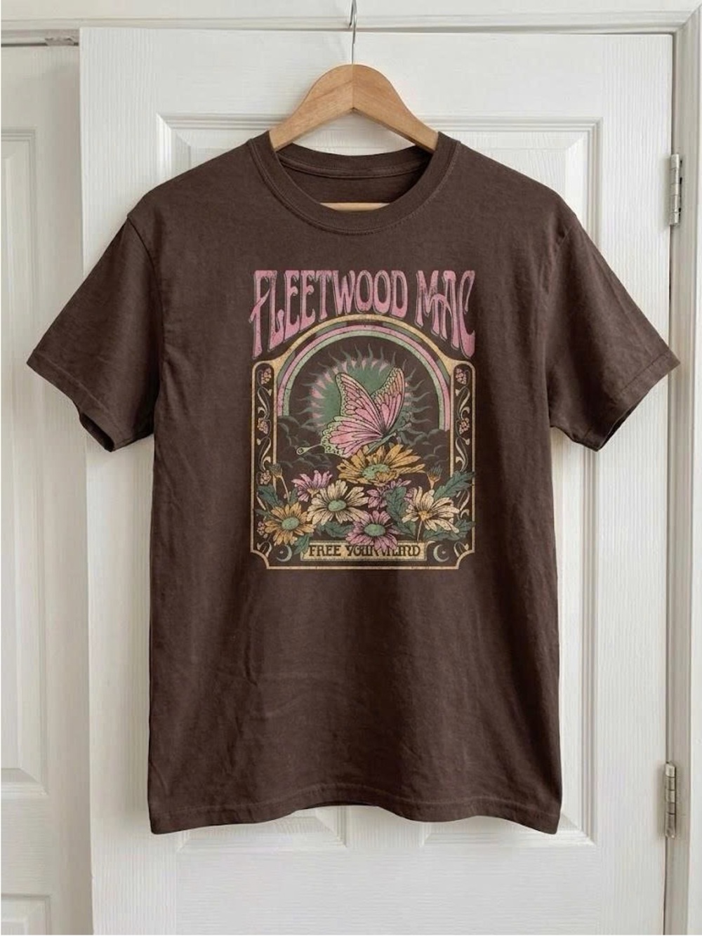 Vintage Fleetwood Mac Floral Butterfly Graphic T-Shirt - Picture 1 of 2